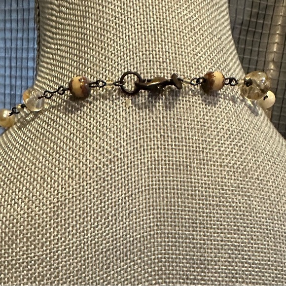 FURLA Brown Tan Ivory Beaded XL Chain Boho Necklace R $148 - Picture 4 of 9